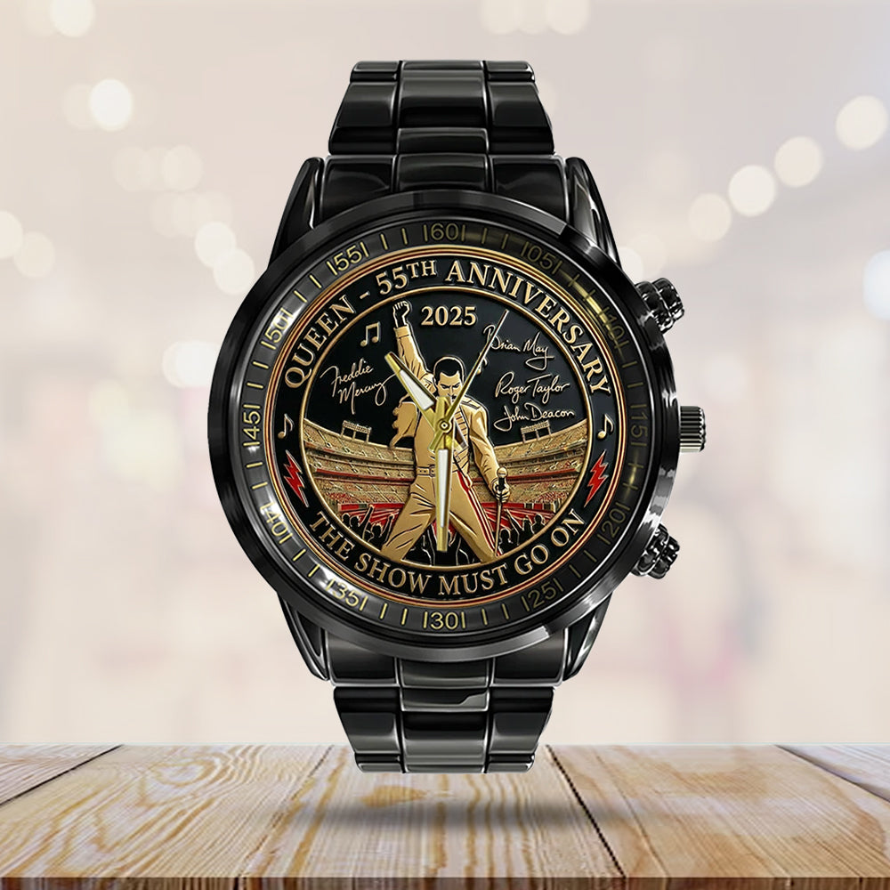 Queen x Freddie Mercury 55th Anniversary Black Stainless Steel Watch - TMTHU3122