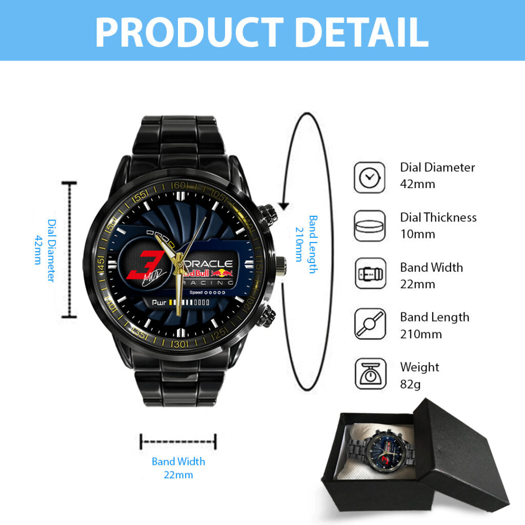Red Bull Racing x Max Verstappen Black Stainless Steel Watch - TANTN19910