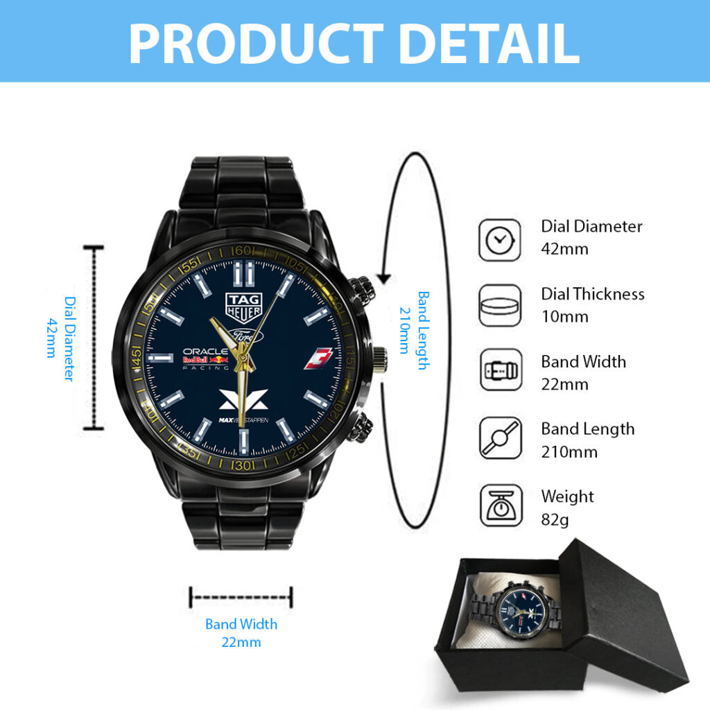 Red Bull Racing x Max Verstappen Black Stainless Steel Watch - TANTN21901