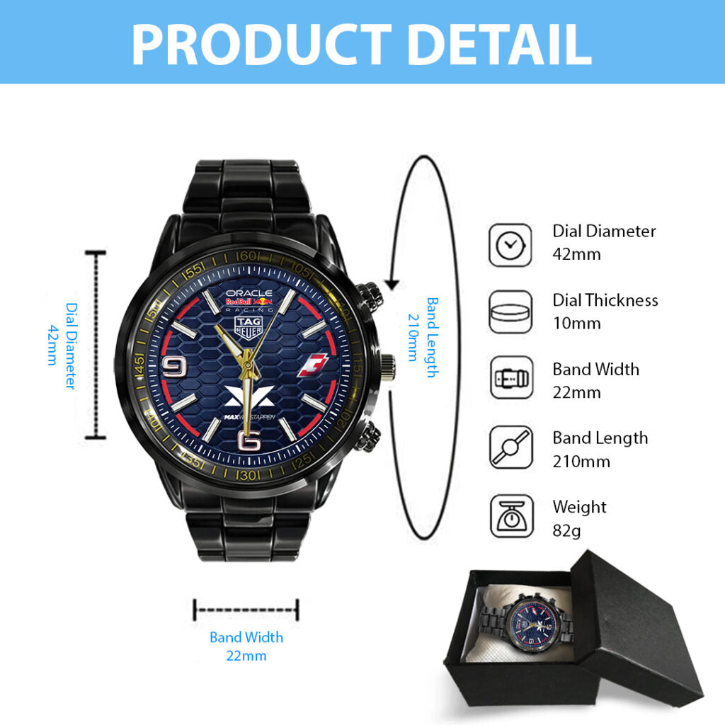 Red Bull Racing x Max Verstappen Black Stainless Steel Watch - TANTN21903