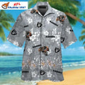 Raiders Aloha Shirt With Floral And Skull Graphics