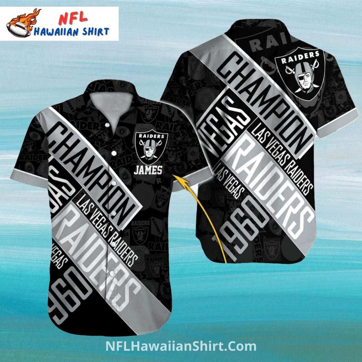 Raiders Hawaiian Shirt Champion 1960 Bold Design