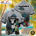 Raiders Hawaiian Shirt Custom Name Tropical Hibiscus Print