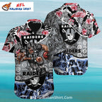 Raiders Hawaiian Shirt Floral And Shark Ocean Theme