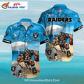 Raiders Hawaiian Shirt Football Player Beach Scene