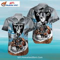 Raiders Hawaiian Shirt Football Player Palm Tree Design