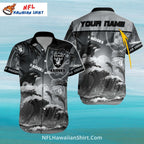 Raiders Hawaiian Shirt Orca Dolphin Ocean Wave Print