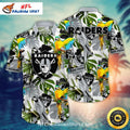 Raiders Hawaiian Shirt Parrot And Tropical Leaf Print