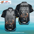 Raiders Hawaiian Shirt Space Theme With Aggressive Mascot