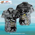 Raiders Hawaiian Shirt Tiki Surfer With Palm Tree Background