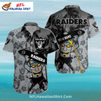 Raiders Hawaiian Shirt Tiki Surfer With Palm Tree Background
