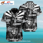 Raiders Hawaiian Shirt Vintage Palm Tree Sunburst