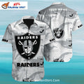 Raiders Hawaiian Shirt Whale And Ocean Pattern Grayscale
