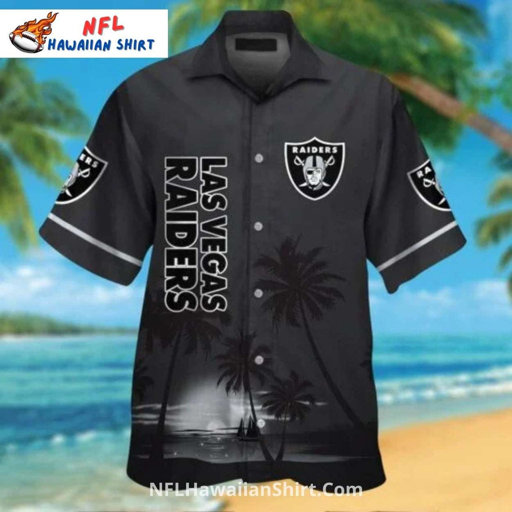 Raiders Hawaiian Shirt With Beach And Palm Tree Landscape