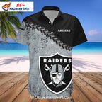 Raiders Hawaiian Shirt With Distressed Gray Pattern