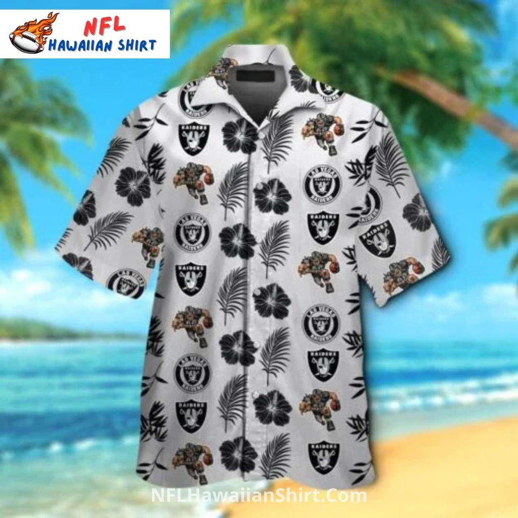 Raiders Hawaiian Shirt With Floral Design And Player Graphic