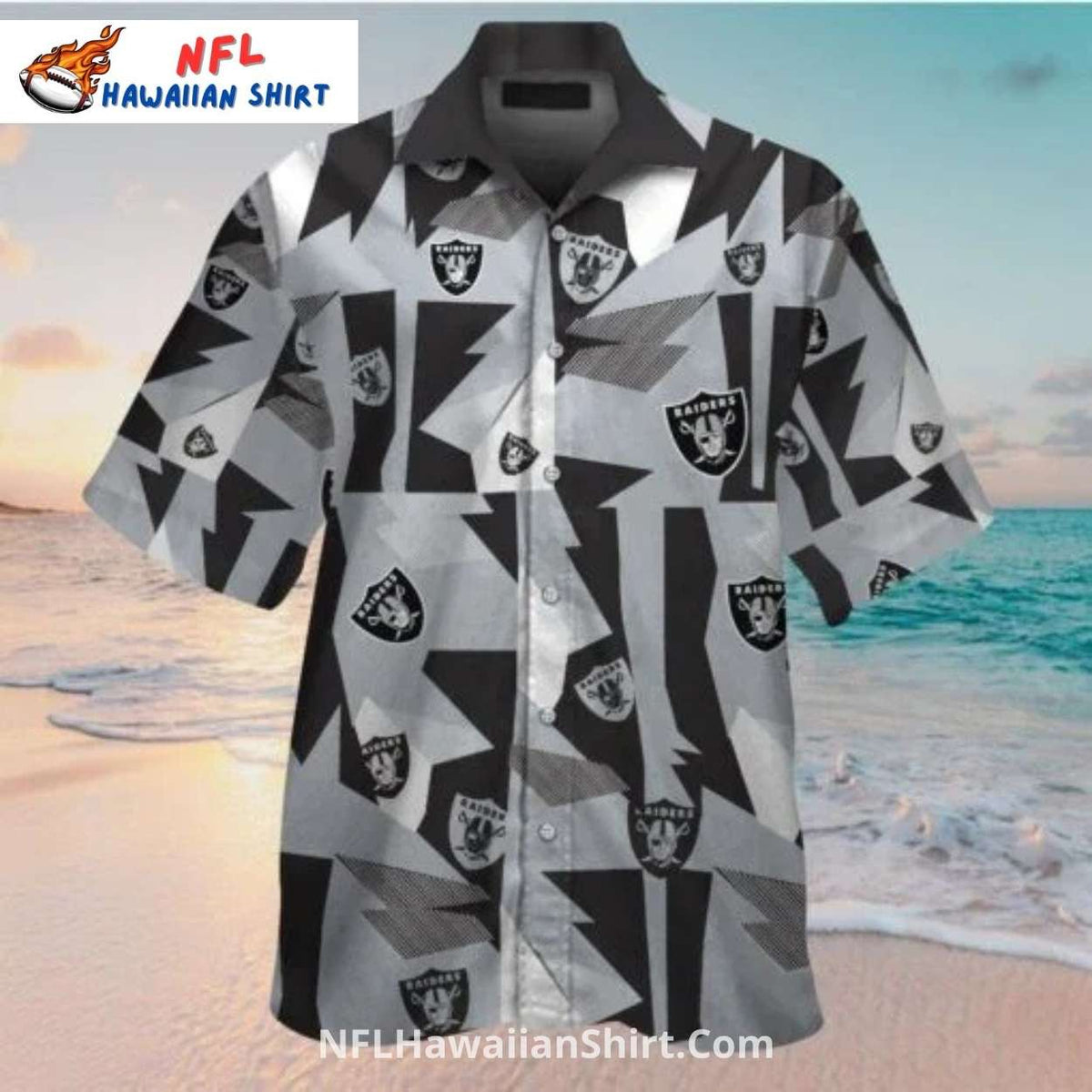 Raiders Hawaiian Shirt With Lightning Bolt Design