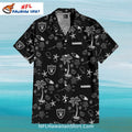 Raiders Hawaiian Shirt With Palm Trees And Surfboard Pattern