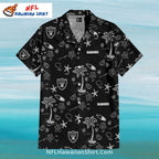Raiders Hawaiian Shirt With Palm Trees And Surfboard Pattern