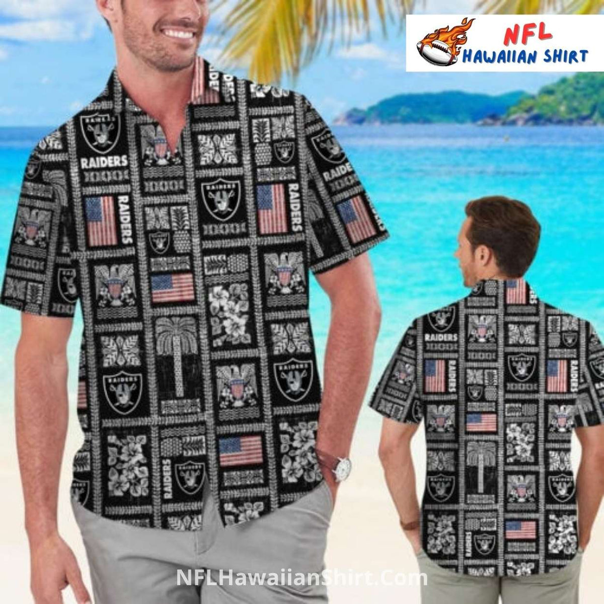 Raiders Hawaiian Shirt With Tropical Vibe And Palm Trees