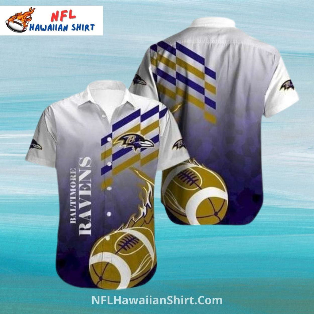 Ravens Aloha Shirt With Football Graphics And White Accents