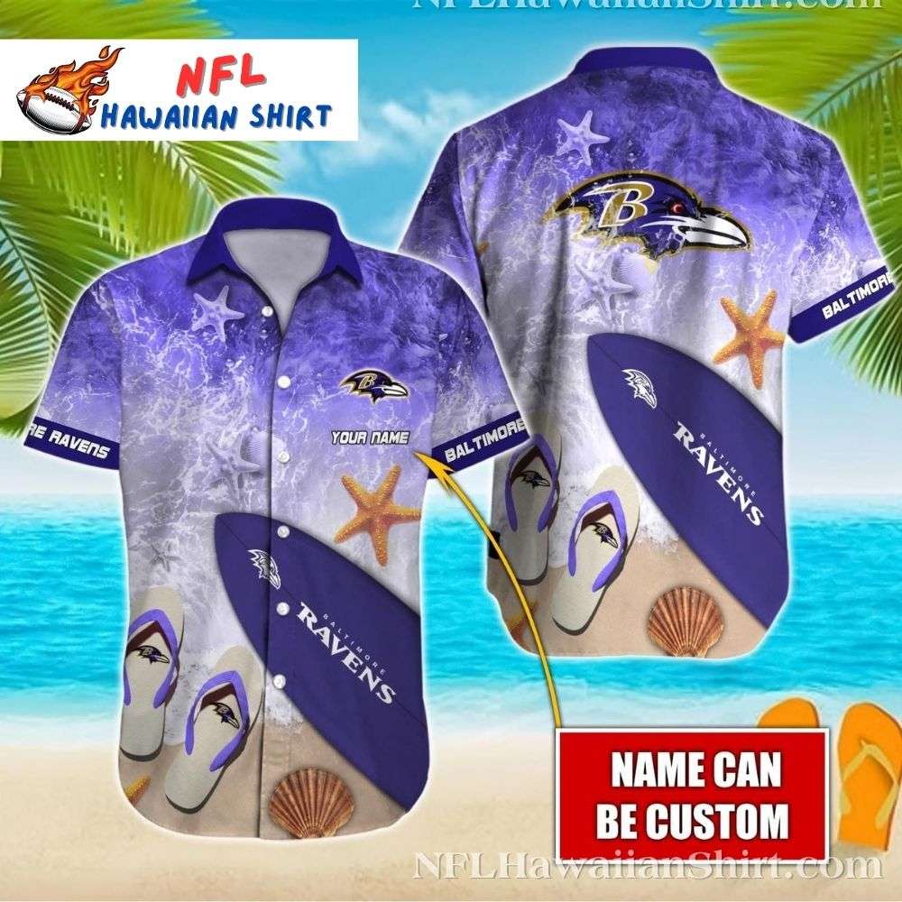 Ravens Beachside Vibes – Personalized Baltimore Aloha Shirt