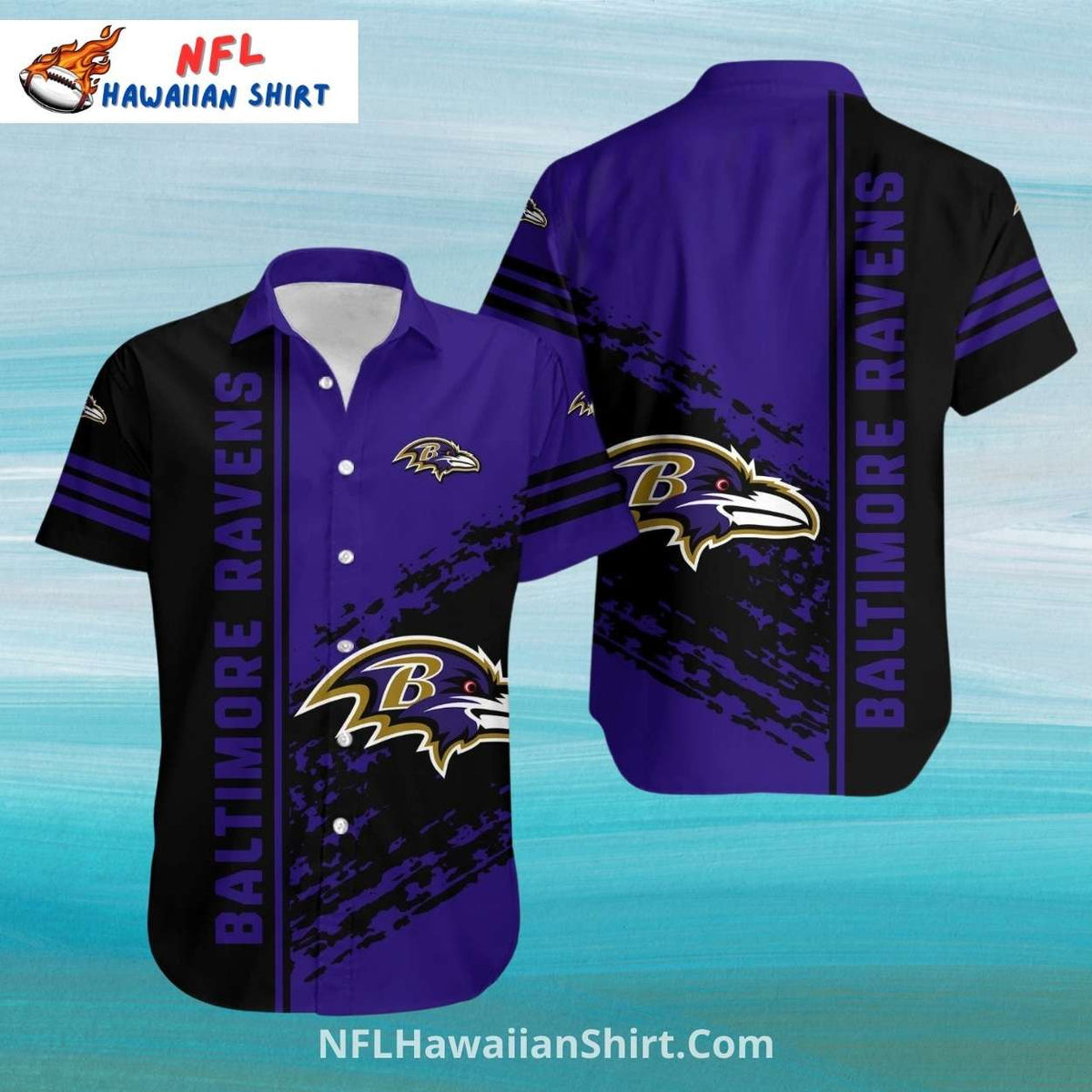 Ravens Hawaiian Shirt Black And Purple Stripes Design
