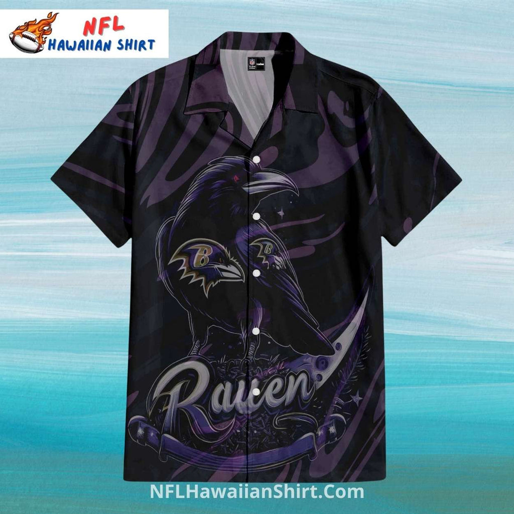 Ravens Hawaiian Shirt Black Gothic Raven Artwork