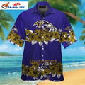 Ravens Hawaiian Shirt Gold Hibiscus And Team Logo