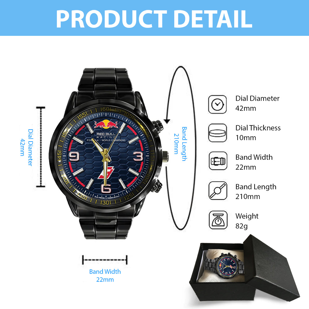Red Bull Racing x Max Verstappen Black Stainless Steel Watch - TMTHU4667