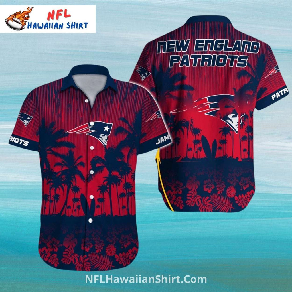 Red Palm Shadow New England Patriots Aloha Shirt