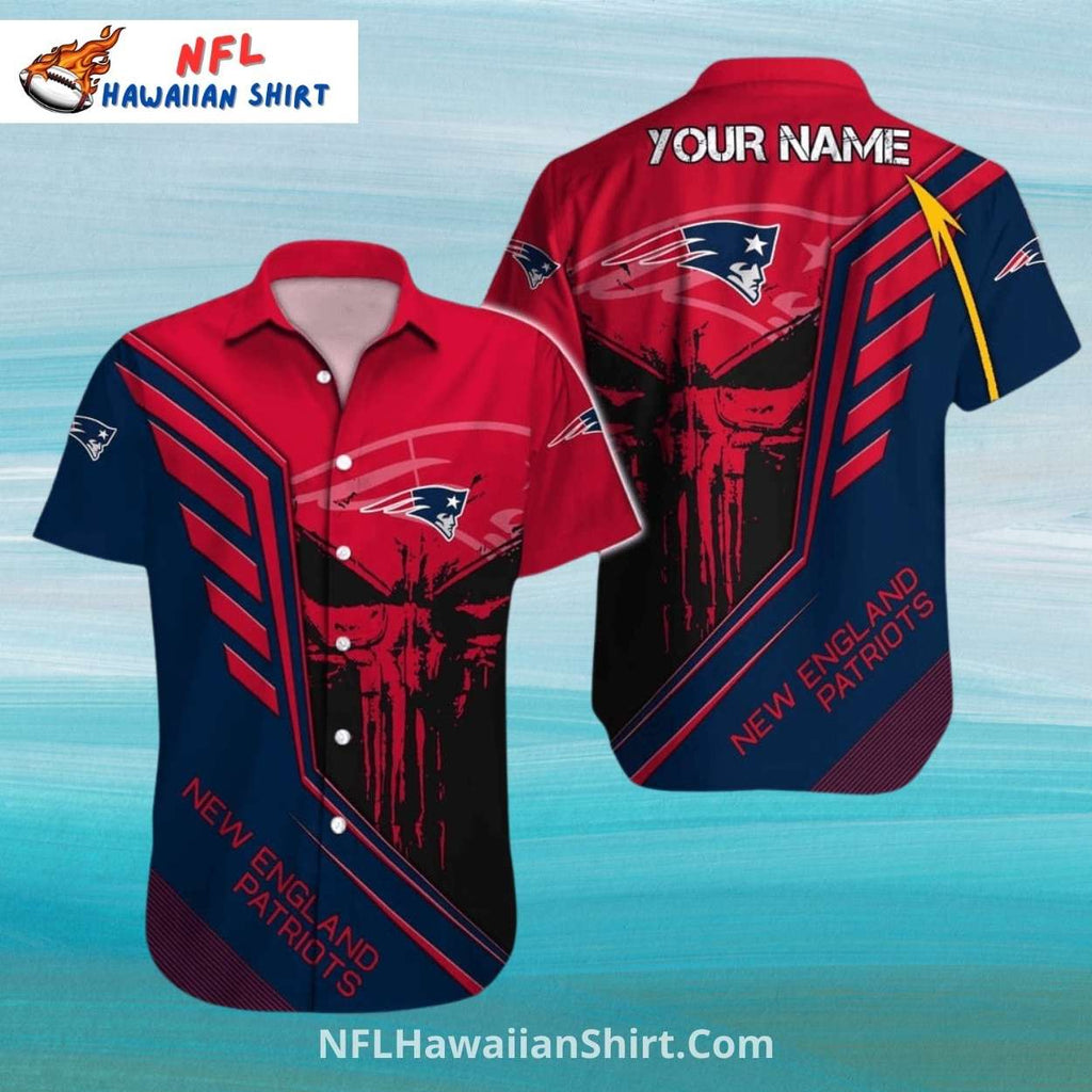 Red Skull New England Patriots Aloha Shirt
