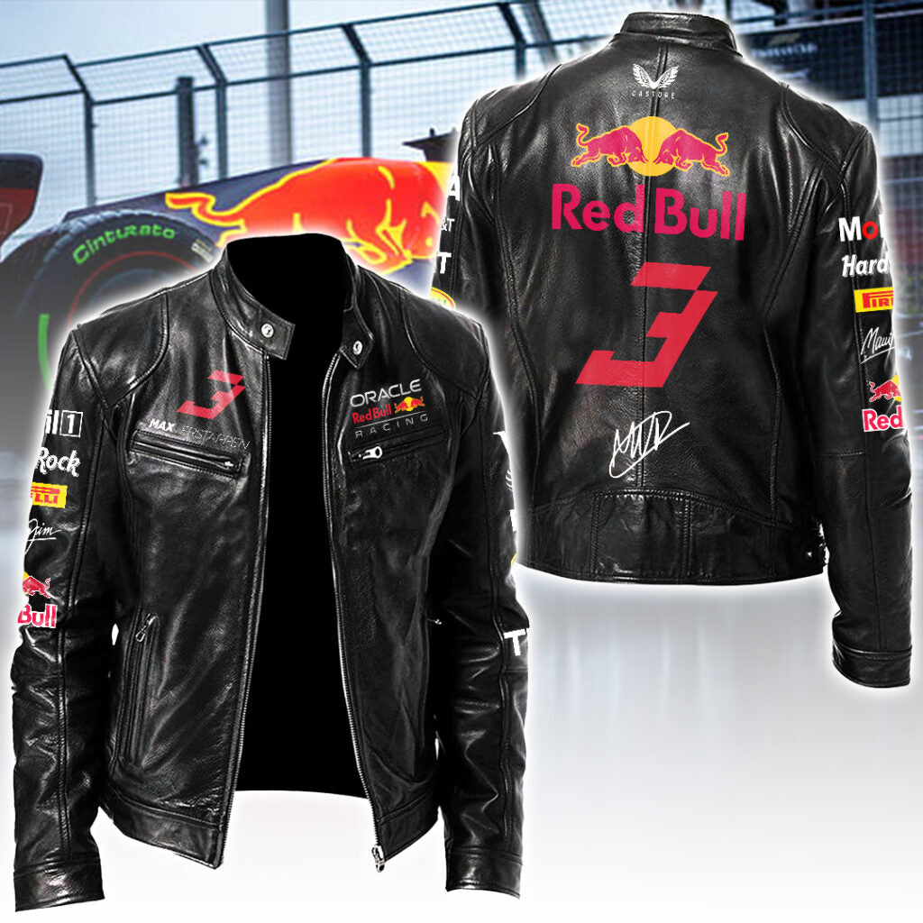 Red Bull Racing x Max Verstappen Motorcycle Leather Jacket – HOATT16217