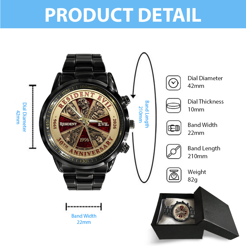 Resident Evil 30th Anniversary Black Stainless Steel Watch - TMTHU4494