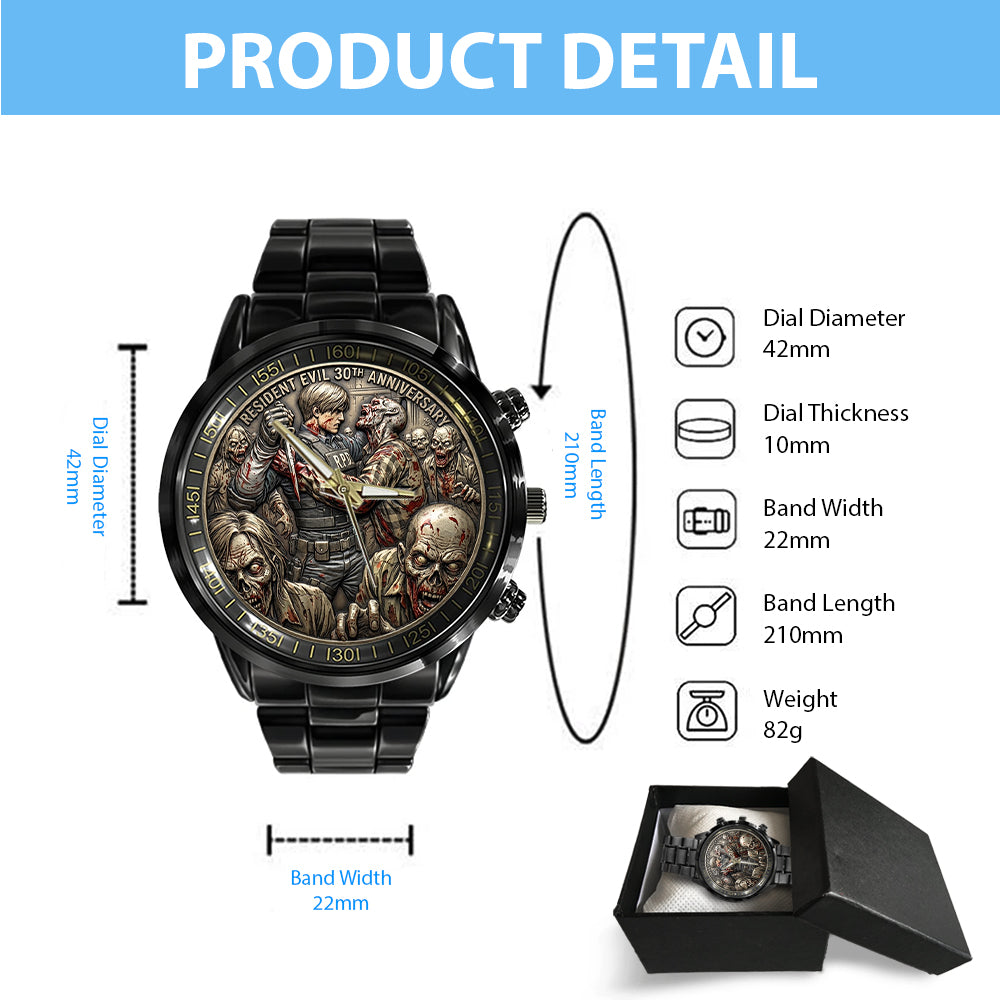 Resident Evil 30th Anniversary Black Stainless Steel Watch - TMTHU4498