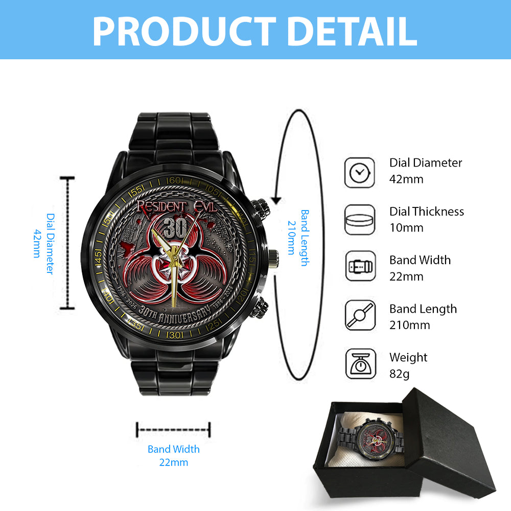 Resident Evil 30th Anniversary Black Stainless Steel Watch - TMTHU4606