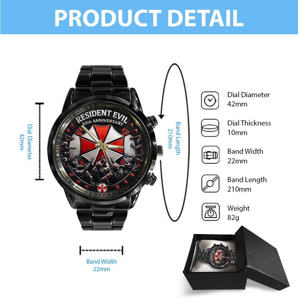 Resident Evil 30th Anniversary Black Stainless Steel Watch - TMTHU4747
