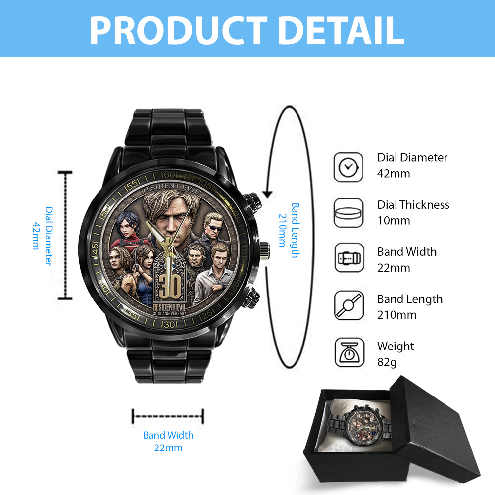 Resident Evil 30th Anniversary Black Stainless Steel Watch - TMTHU5040