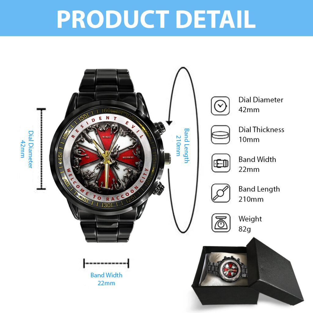 Resident Evil Black Stainless Steel Watch - TANTN21740