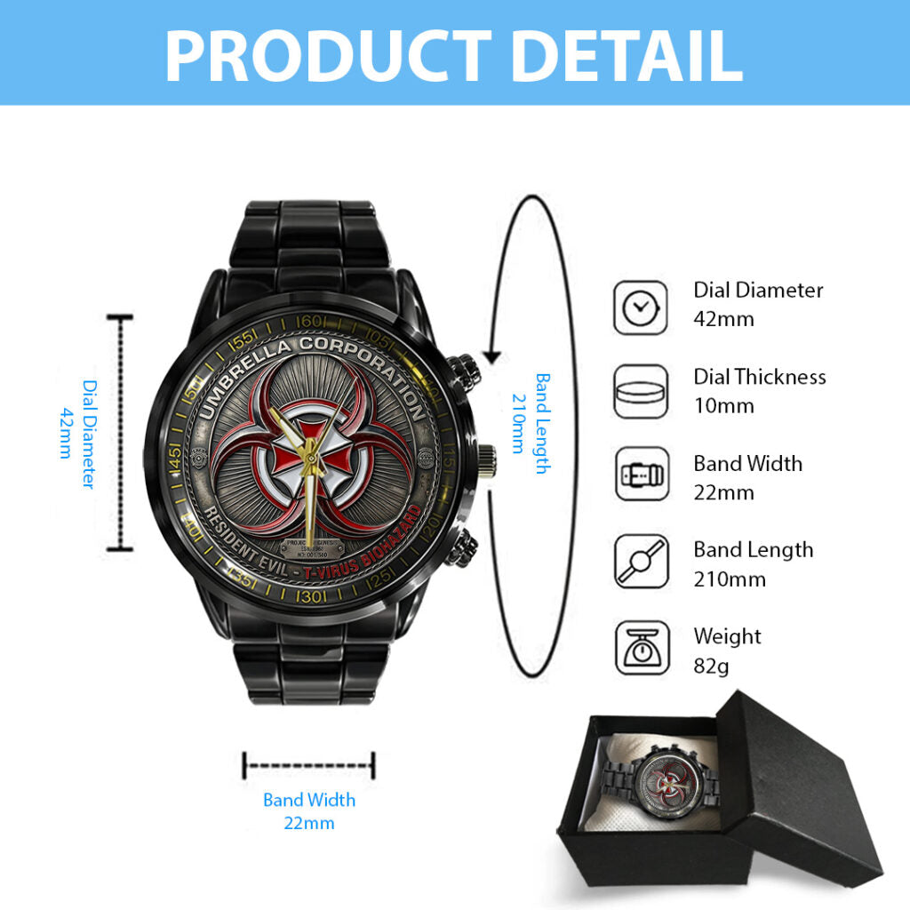 Resident Evil Black Stainless Steel Watch - TMTHU4450