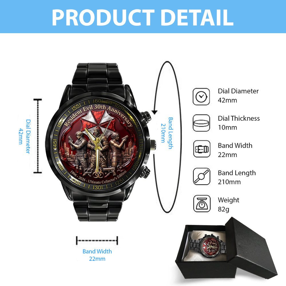 Resident Evil 30th Anniversary Black Stainless Steel Watch - GNE5502