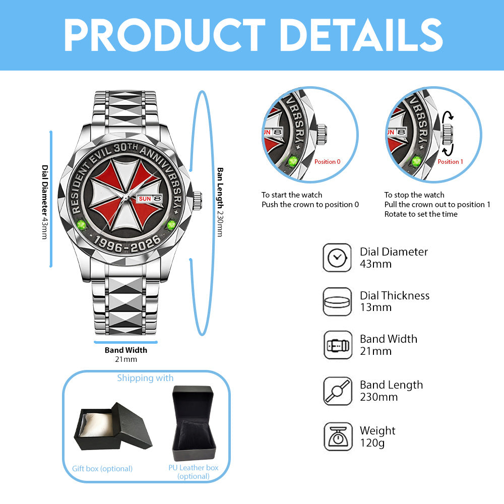 Resident Evil 30th Anniversary Alloy Luxury Quartz Watch - GNE5278