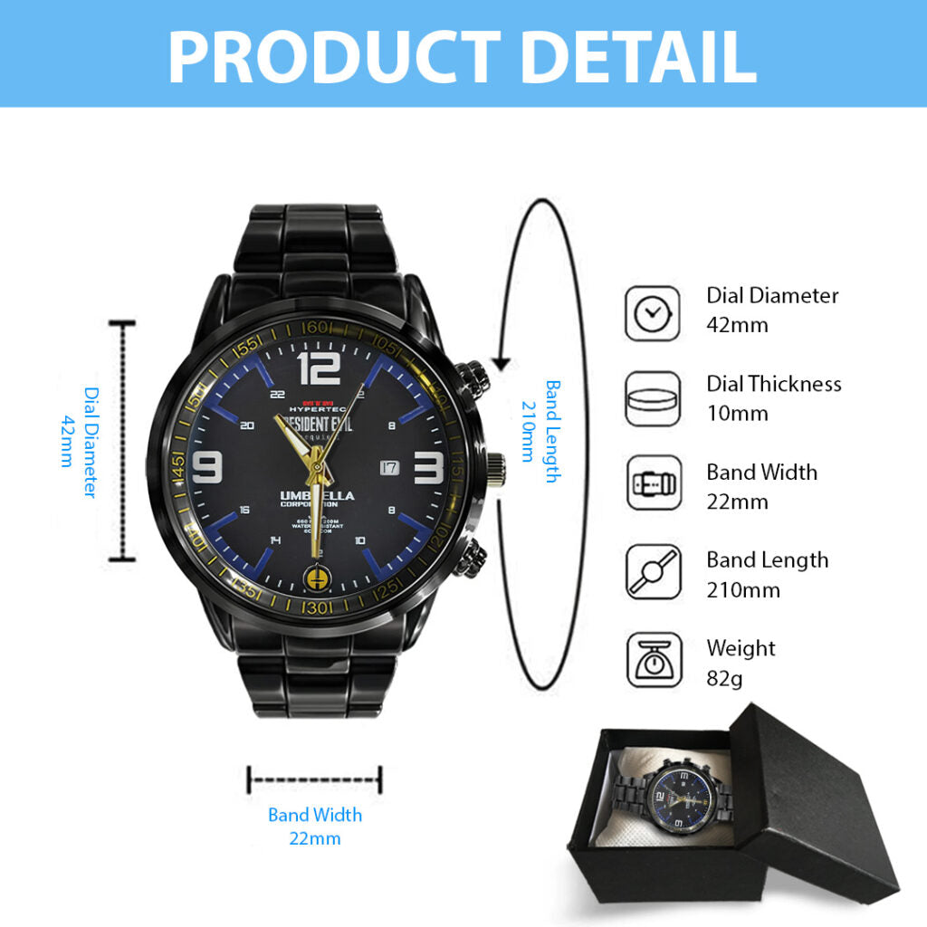 Resident Evil Requiem Black Stainless Steel Watch - TANTN22228