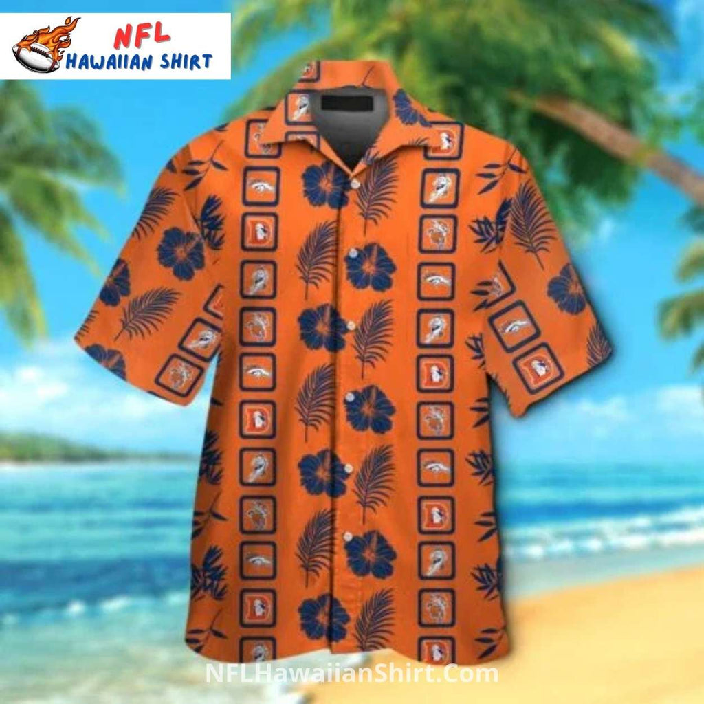 Retro Denver Broncos Hawaiian Shirt Hibiscus Patch Design