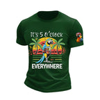 Retro It’s 5 O’clock Everywhre Hawaiian Print T-Shirt