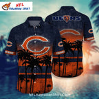 Retro Sunset Chicago Bears Hawaiian Shirt With Palm Trees