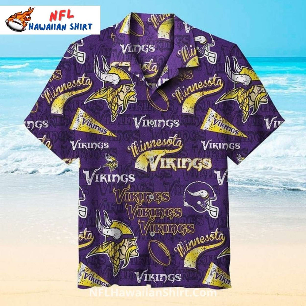 Retro Typography Purple Minnesota Vikings Aloha Shirt
