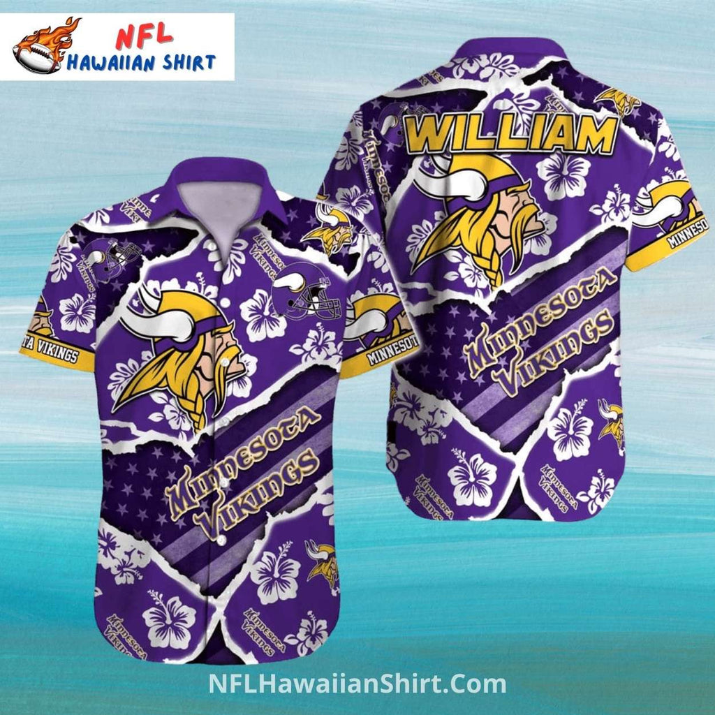 Ripped Effect Minnesota Vikings Hawaiian Shirt