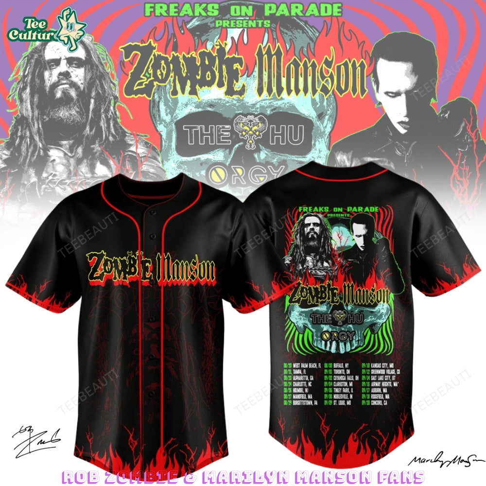 Rob Zombie & Marilyn Manson Freaks On Parade Baseball Jersey Shirt