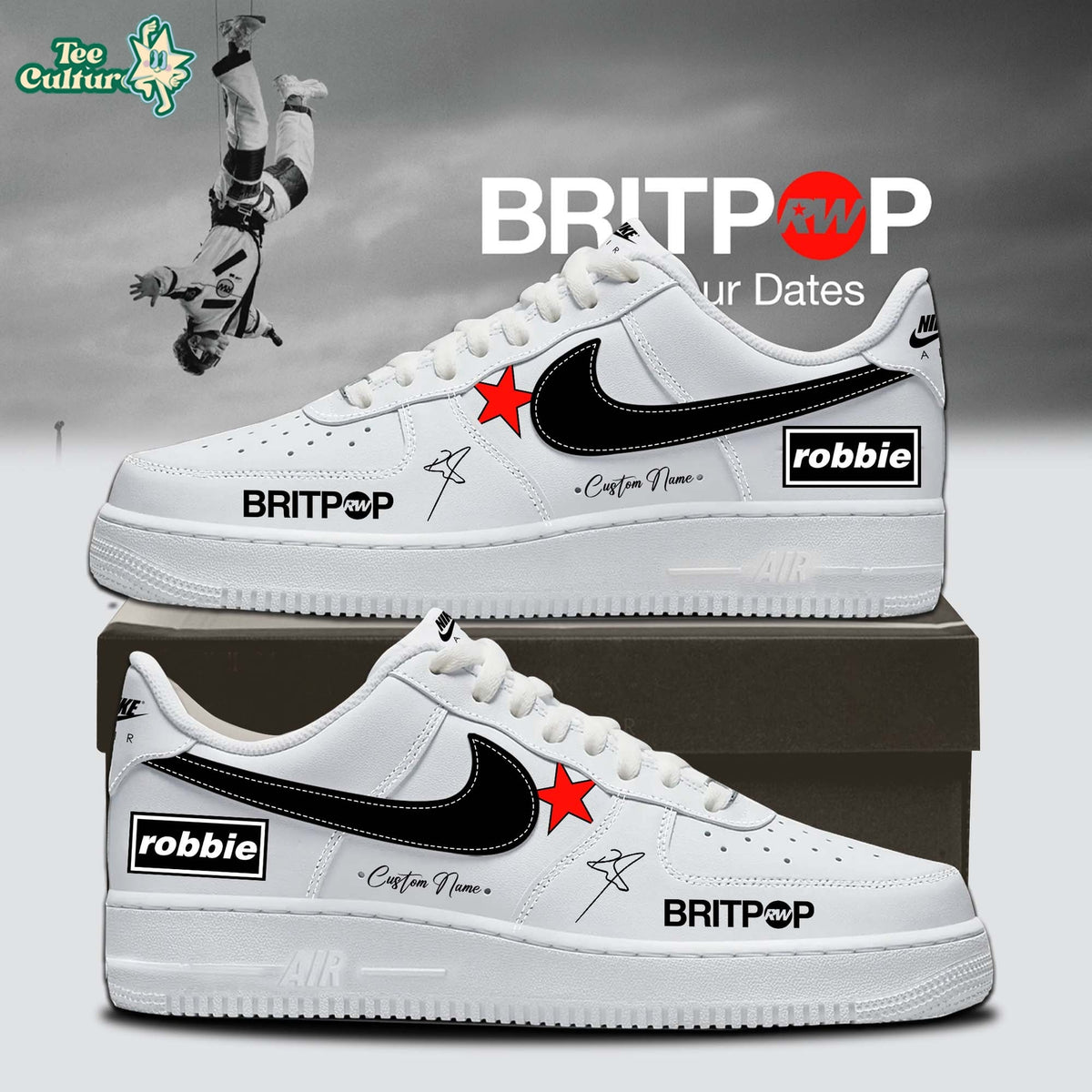 Robbie Williams Britpop World Tour Air Force 1 Shoes Size 34